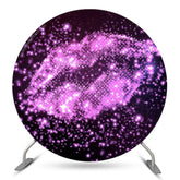 Purple Glitter Lip Prints Toile de fond ronde d'anniversaire
